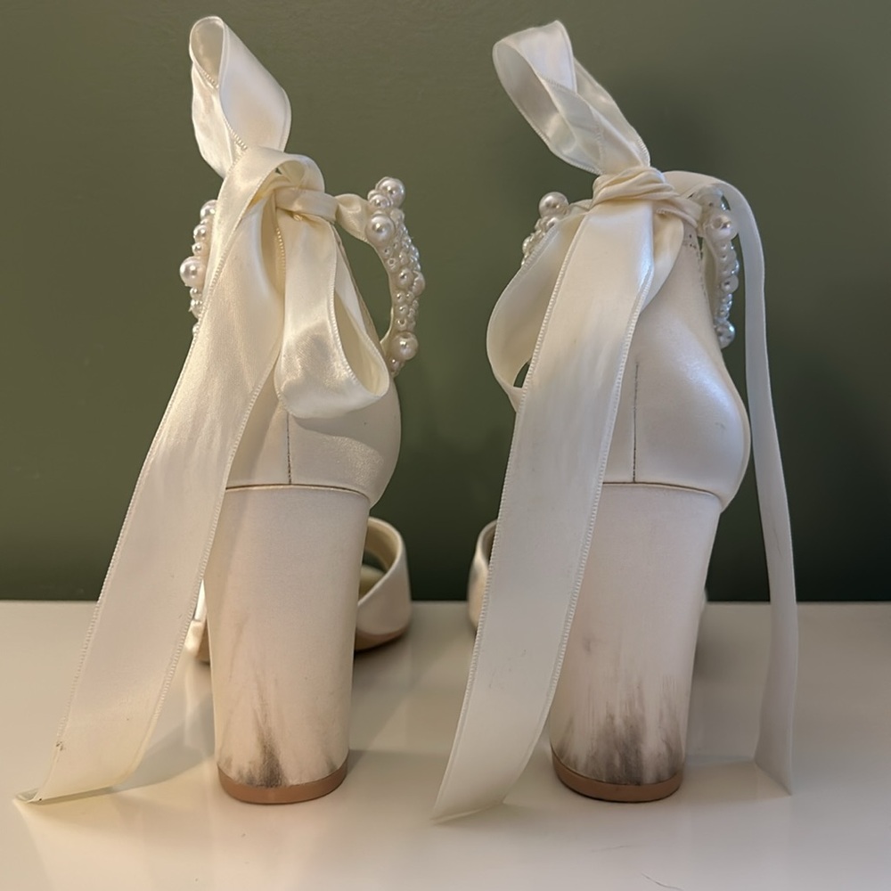 Satin Block Heel Wedding Sandals with Perla Ankle Strap - Picture 4 of 4